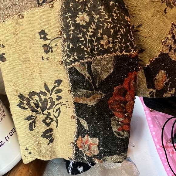 Sandy Starkman Silk Studded Jacket L Olive Green Vintage - Picture 10 of 13